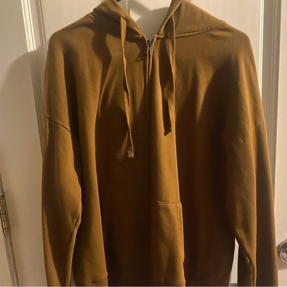 light brown zip up hoodie